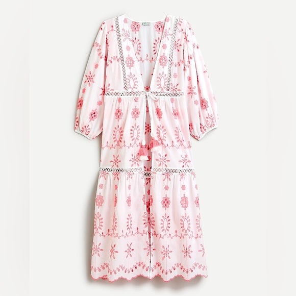 J. Crew Cotton Embroidered Balloon Sleeve Cover-up Dress Small - Picture 1 of 10